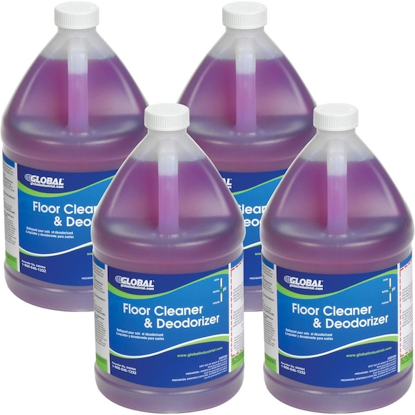 Floor Cleaner & Deodorizer, 1 Gallon Bottles, 4PK